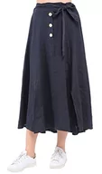 Apaszki i szaliki damskie - Bonateks Women Skirt 100% Len Made in Italy, długa spódnica z guzikami z szalikiem, granatowa, rozmiar: XL, granatowy, XL - miniaturka - grafika 1