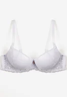 Biustonosze - Biały Biustonosz Push Up z Koronką Nimffea - miniaturka - grafika 1