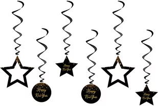 Dekoracja wisząca świderki Sparkling Happy New Year - 6 szt. - Sylwester - miniaturka - grafika 1