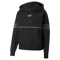 Bluzy damskie - Bluza z kapturem damska Puma Power Deco Glam czarna 67175601-S - miniaturka - grafika 1