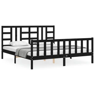 Rama łóżka z zagłówkiem, czarna, 180x200 cm, drewniana Lumarko! - Łóżka - miniaturka - grafika 3