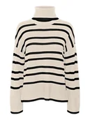 Swetry damskie - Vero Moda Sweter "Saba" w kolorze beżowo-czarnym - miniaturka - grafika 1