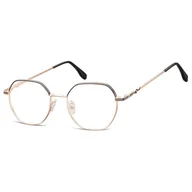 Okulary korekcyjne, oprawki, szkła - Damskie Oprawki korekcyjne sześciokątne okulary zerówki 905B złoty/czarny - miniaturka - grafika 1