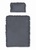 Pościel dla dzieci - Pościel 100x135 grafitowa dziecięca jednobarwna z falbanką Mayamoo - miniaturka - grafika 1