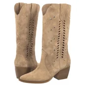 Botki damskie - Kowbojki Beżowe B9583-R28-000-000-D64 (CI761-a) Carinii - miniaturka - grafika 1