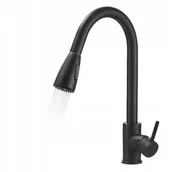 Baterie kuchenne - CZARNA BATERIA KUCHENNA Z WYCIĄGANĄ WYLEWKĄ KRAN - miniaturka - grafika 1