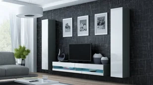 Cama Meble Zestaw VIGO NEW 4 szary/biały połysk - Meblościanki - miniaturka - grafika 1