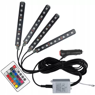 Zestaw oświetlenia kabiny samochodu 9xLED RGB wnętrza auta + pilot - Akcesoria motoryzacyjne - miniaturka - grafika 1