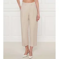 Spodnie sportowe damskie - Tommy Hilfiger Spodnie cygaretki Tapered fit z dodatkiem lnu - miniaturka - grafika 1