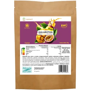 SANSEI DUO Galaretka Bez Cukru i Węglowodanów 35g 5 Porcji MANGO-MARAKUJA - Galaretki - miniaturka - grafika 1