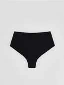 Majtki damskie - Reserved - Bezszwowe majtki typu stringi - czarny - miniaturka - grafika 1