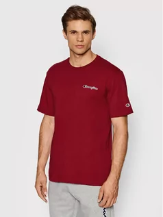 Koszulki męskie - Champion T-Shirt Small Script Logo 216480 Bordowy Comfort Fit Bordowy - grafika 1