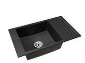 Zlewozmywaki - Brado Kuchenny Zlewozmywak Granitowy Jednokomorowy z Ociekaczem Luis Syfon Chrom - miniaturka - grafika 1