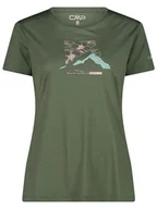 Koszulki sportowe damskie - CMP Koszulka funkcyjna w kolorze khaki - miniaturka - grafika 1