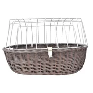 Sprzęt podróżny i transportery dla psów - Aumüller Kosz rowerowy z kratką ochronną na kierownicę, szary - miniaturka - grafika 1