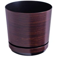 Donice - 26 cm wzór DESKA * Doniczka z podstawką * z drenażem * efekt deski * imitacja drewna wenge panelu * drewniany deseń * klasyczna * styl naturalny * d.. - miniaturka - grafika 1
