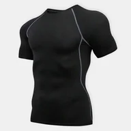 Inne - TEMU 1 szt. Męska koszulka z krótkim rękawem szybkoschnąca, poliester 90% spandex 10% dzianina, dopasowany krój okrągły dekolt, jednolity , wysoka - miniaturka - grafika 1