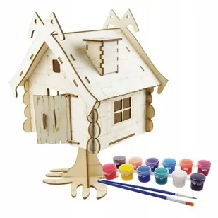Domek do składania i malowania - baba jaga+ farbki - Łamigłówki - miniaturka - grafika 1