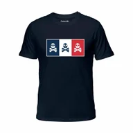 Koszulki męskie - Koszulka męska bawełniana granatowa z nadrukiem, T-shirt Captain Mike r.5XL - miniaturka - grafika 1