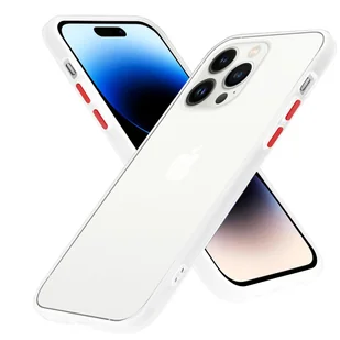 Pokrowiec Etui Do Apple iPhone 14 PRO w Matowy Przezroczysty - Czerwone Guziki TPU Hard Case Obudowa Ochronny Cadorabo - Etui i futerały do telefonów - miniaturka - grafika 1