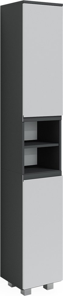 Vicco Szafka łazienkowa J-Shape, 30 x 190 cm, Biały/Antracyt