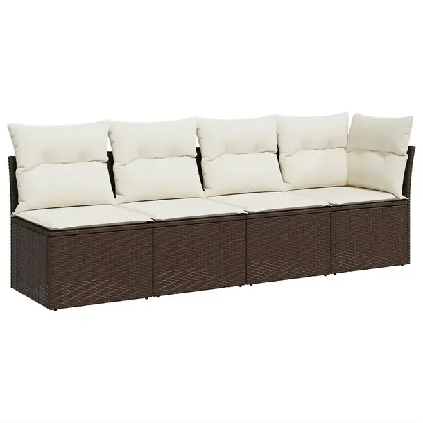 Zestaw mebli ogrodowych 4-osobowy brązowy rattan PE 227 x 62 x 69 cm