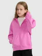 Bluzy dla dziewczynek - 4F Bluza dresowa rozpinana z kapturem dziewczęca - różowa 134 (8-9 lat) - miniaturka - grafika 1