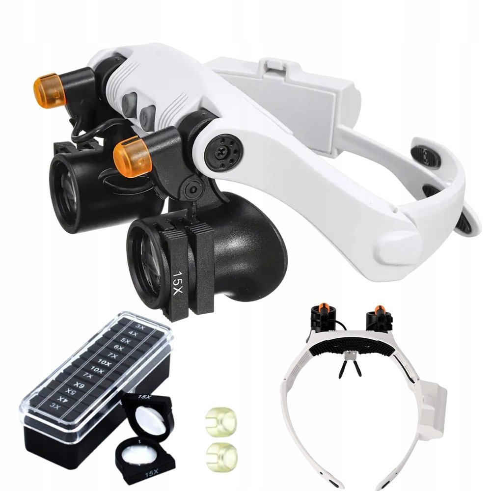 LUPA OKULARY POWIĘKSZAJĄCE ZEGARMISTRZOWSKIE Z 2 ŚWIATŁA LED TRWAŁY I MOCNY