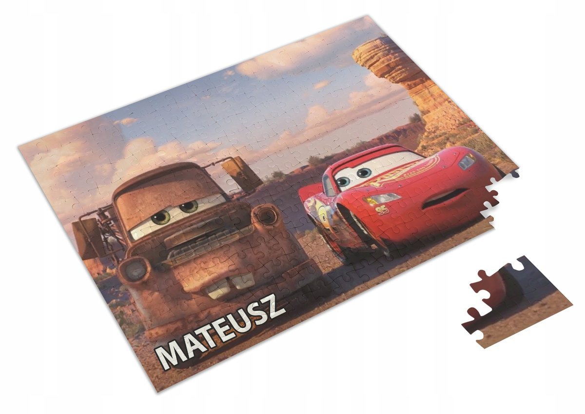 Puzzle ZYGZAK MCQUEEN ZŁOMEK AUTA A3 252 el z Nadrukiem + IMIĘ Pudełko 5