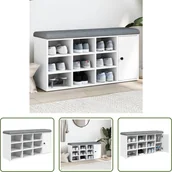 Szafki na buty - The Living Store Ławka na buty biała 102x32x50 cm Materiał drewnopochodny - miniaturka - grafika 1