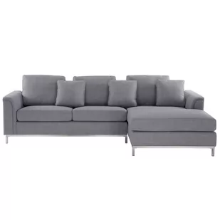 Beliani Sofa narożna tapicerowana jasnoszara lewa OSLO - Narożniki - miniaturka - grafika 1