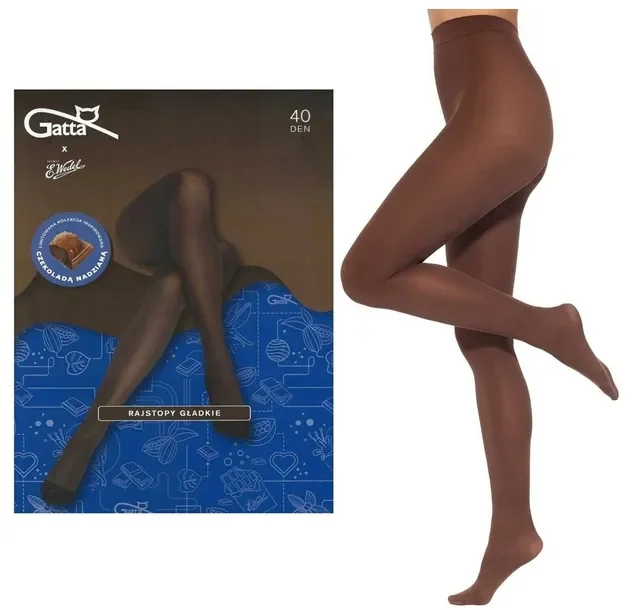 Gatta & Wedel Rajstopy Gładkie Mikrofibra 40 Den Brązowe Milky Choco 3-m