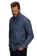 Koszule męskie - JP 1880 Męska koszula jeansowa, długi rękaw, kołnierzyk buttondown, nowoczesny krój basic, koszula do 8 XL, ciemnoniebieska (Dark Blue Denim, 4XL, niebieski (Dark Blue Denim), 4XL - miniaturka - grafika 1