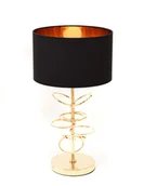 Lampy stojące - Lumina Deco MILARI elegancka lampa nocna złota z czarnym abażurem styl glamour - miniaturka - grafika 1