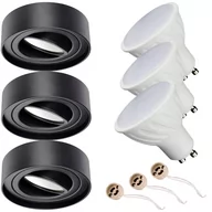Lampy pozostałe - 3x Oprawa H29 Natynkowa halogenowa TUBA RUCHOMA CZARNA + GU10 5W WW - miniaturka - grafika 1