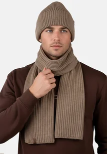 KOMPLET MĘSKI CZAPKA SZALIK ZIMOWY CIEPŁY MODNY Polskiej produkcji 24004 -004 - Czapki męskie - miniaturka - grafika 1