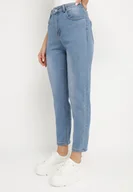 Spodnie damskie - Niebieskie Klasyczne Jeansy o Kroju Mom Fit Natisti - miniaturka - grafika 1