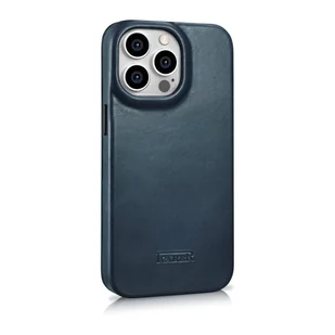 iCarer CE Oil Wax Premium Leather Folio Case skórzane etui iPhone 14 Pro z klapką magnetyczne MagSafe niebieski (AKI14220706-BU) - Etui i futerały do telefonów - miniaturka - grafika 3