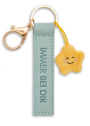 NICI 62030 breloczek do kluczy z tasiemką ze sztucznej skóry 10 cm z gwiazdkami i turkusowym towarzyszem do plecaka lub torby, uchwyt na klucze dla małych i dużych 62030