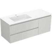 Szafki łazienkowe - Mexen Rivel szafka łazienkowa 120 cm z umywalką Otis lewą, 2S, 1D, ryflowana, szara mat/biała mat - 91A23-12047-3-BBFFF62-W18L01 - miniaturka - grafika 1