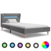Łóżka - vidaXL Rama łóżka z LED, jasnoszara, tapicerowana tkaniną, 90 x 200 cm - miniaturka - grafika 1