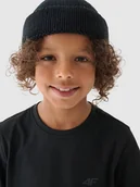 Koszulki dla chłopców - 4F T-shirt gładki chłopięcy - czarny 146 (10-11 lat) - miniaturka - grafika 1