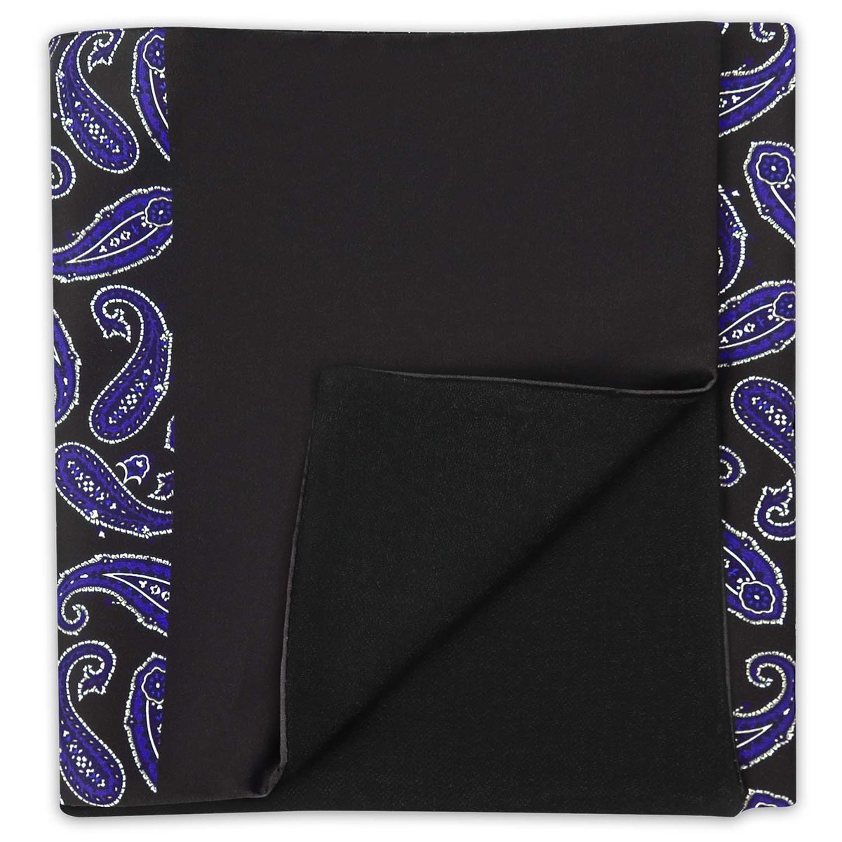 Elegancki czarny szal do płaszcza w granatowy wzór - paisley L26