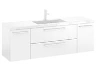 Szafki łazienkowe - Szafka Wisząca Z Umywalką RON 140 cm D - Biały Mat - Uchwyty Białe Matowe - miniaturka - grafika 1