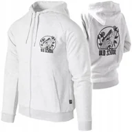 Bluzy męskie - Bluza z kapturem HELIKON Old School Fullzip Rozpinana Light Grey Melanż XL - miniaturka - grafika 1