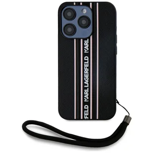Etui Karl Lagerfeld Saffiano Athleisure Stripes Cord do iPhone 15 Pro Max różowy - Etui i futerały do telefonów - miniaturka - grafika 1