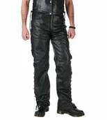 Spodnie męskie - spodnie skórzane UNIK, proste z bocznymi rzemieniami UNISEX-L - miniaturka - grafika 1