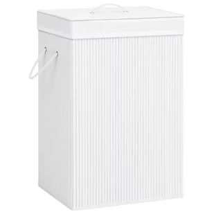 vidaXL Bambusowy kosz na pranie, biały, 72 L vidaXL - Kosze na bieliznę - miniaturka - grafika 1