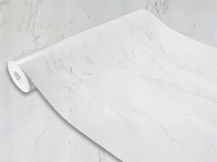 Okleina Dekoracyjna Imitująca Marmur Folia Meblowa Klejowa Biały Mat 45cm - Okleiny - miniaturka - grafika 1