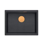 Zlewozmywaki - QUADRON JOSH 110 GraniteQ zlewozmywak black diamond 59,5x45,1x21,5 cm 1-komorowy wpuszczany z syfonem manualnym miedziany - miniaturka - grafika 1